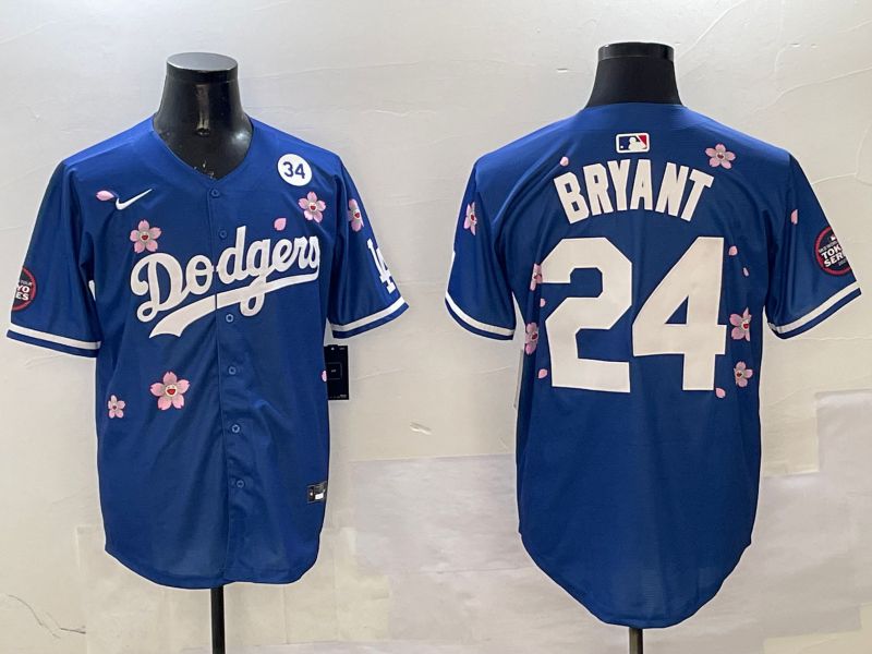 Men Los Angeles Dodgers 24 Bryant Blue Sakura Edition 2025 Nike MLB Jersey style 4